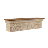 Handmade Home Decor Carved Mango Wood Floating Wall Shelf Distressed White